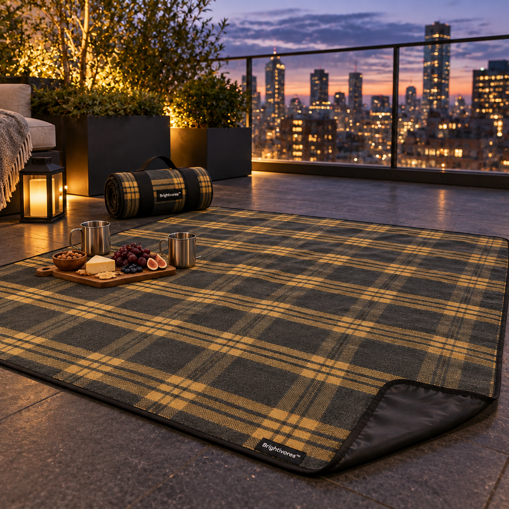 Brightivores™ Verdant Plaid Reversible Picnic Blanket