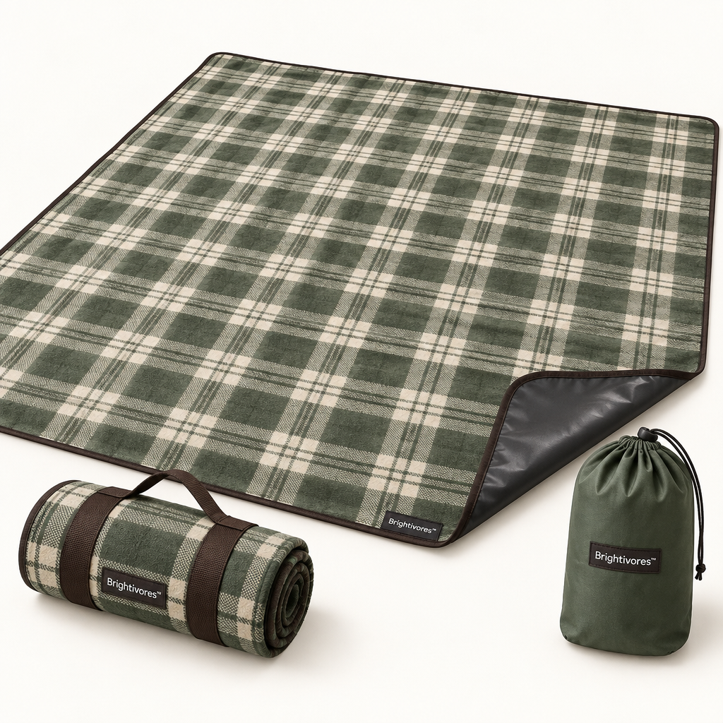 Brightivores™ Verdant Plaid Reversible Picnic Blanket