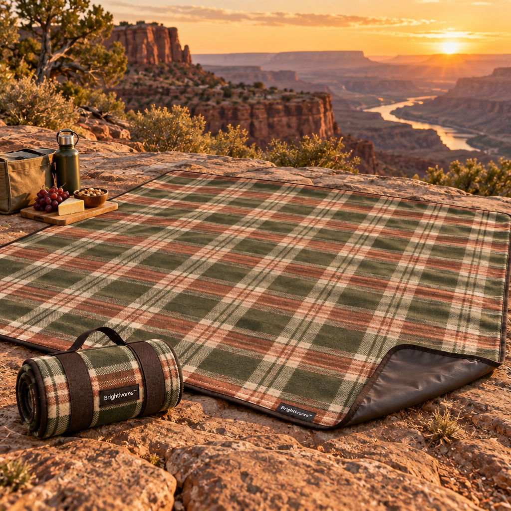 Brightivores™ Verdant Plaid Reversible Picnic Blanket